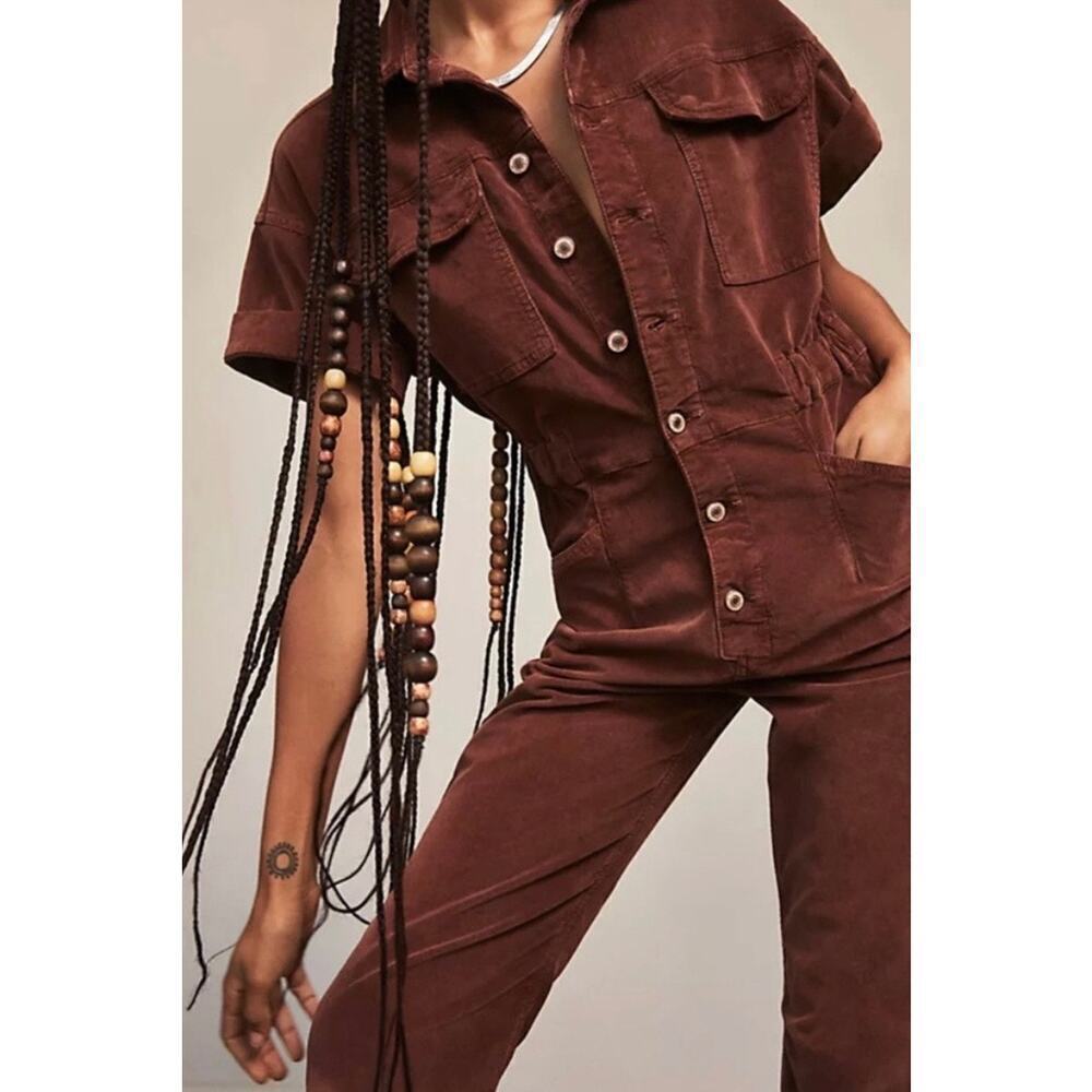 Free People Marci Cord One Piece Jumpsuit in Gingerbread Brown Size XS